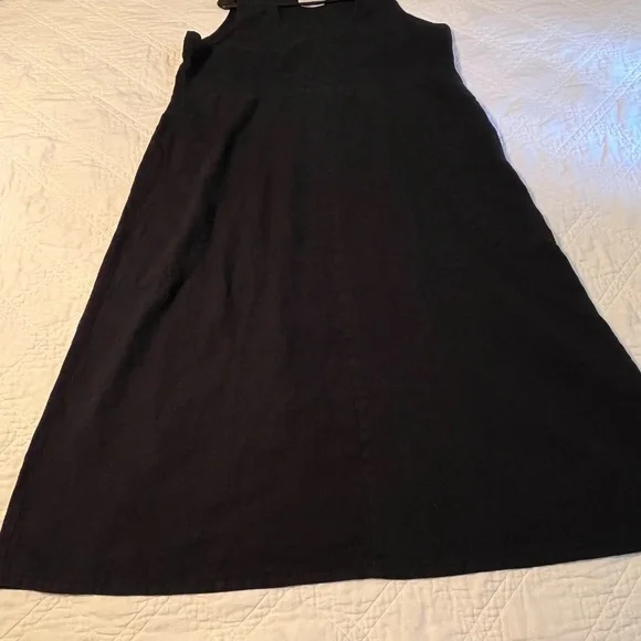 FLAX Women’s 100% Linen Black Maxi Dress Sleeveless Lagenlook Cottagecore Large - Picture 5 of 13